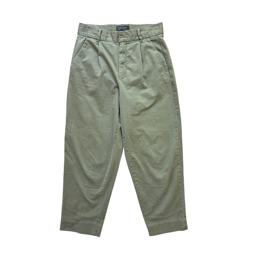 Banana Republic Green Khaki Pleated Crop Chino Trouser Safari Pant Size 6 P